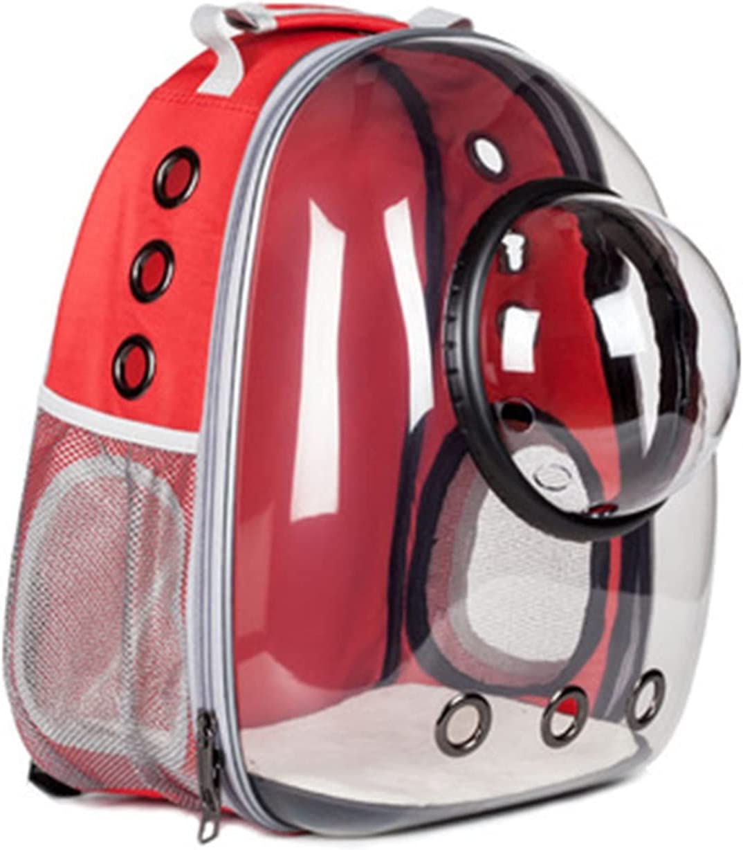 Bubble Travel Cat Backpack, Transparent Pet Backpack with Mat for Cat Dog, Airline Approved Bubble Cat Dog Carrier Backpacks for Travel, Hiking, Walking & Outdoor Use  - Red