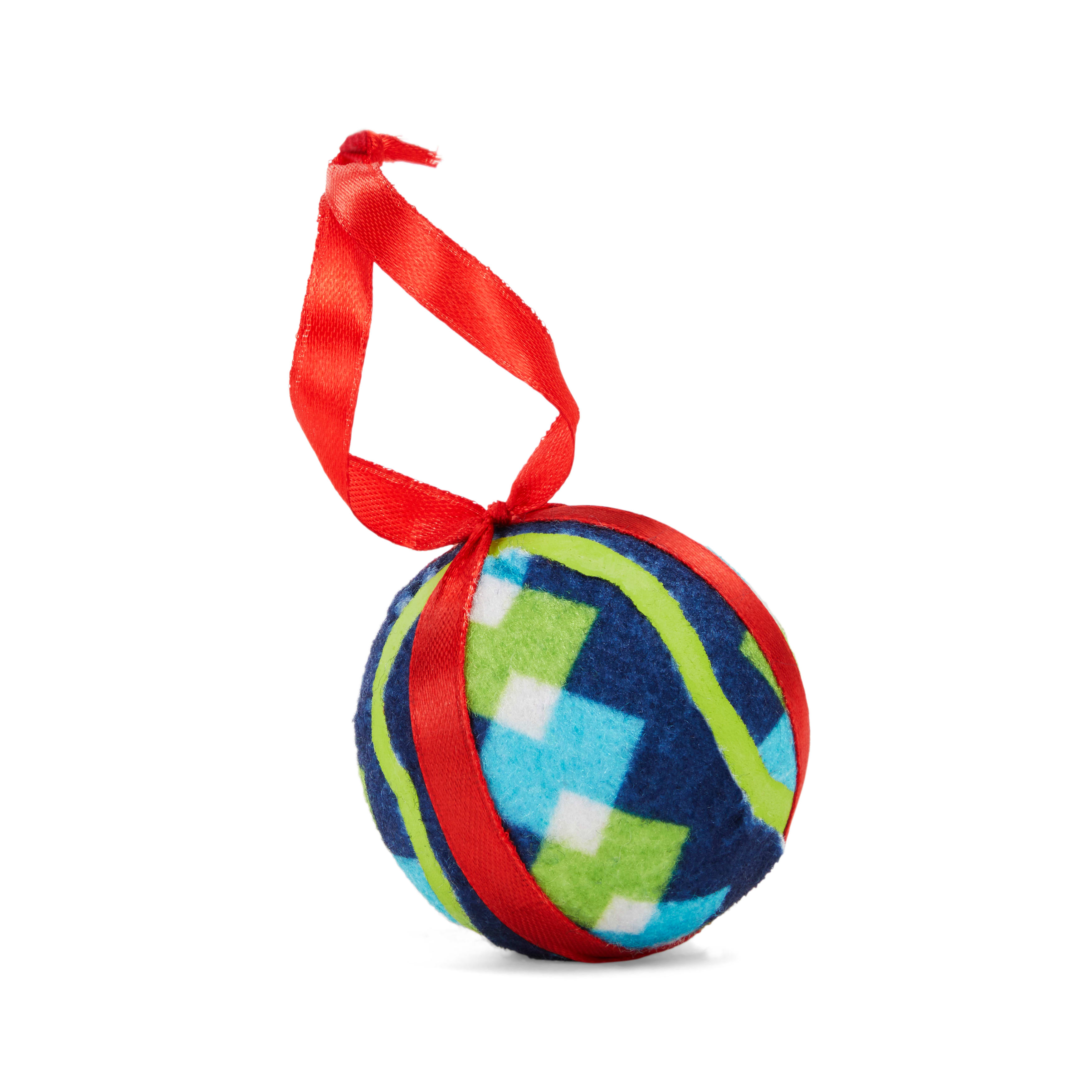 More and Merrier Teal Ornament Tennis Ball Dog Toy， Small