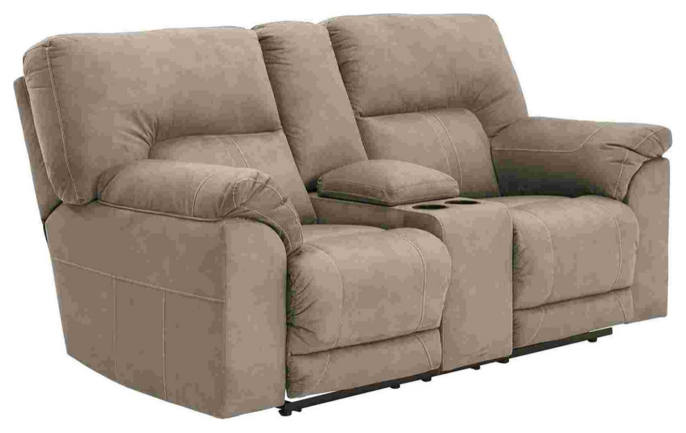 Dual Reclining Loveseat With Console  Slate Gray   Contemporary   Loveseats   by VirVentures  Houzz