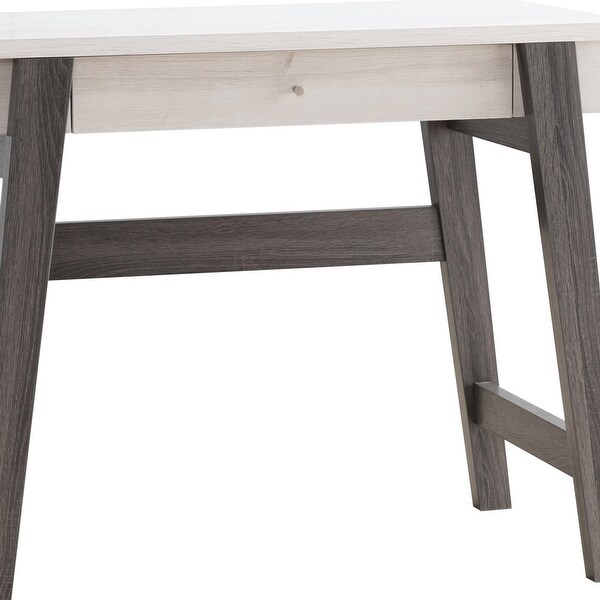 36 Inch Modern Console Sofa Side Table， 2 Tone Wood， White， Distressed Grey