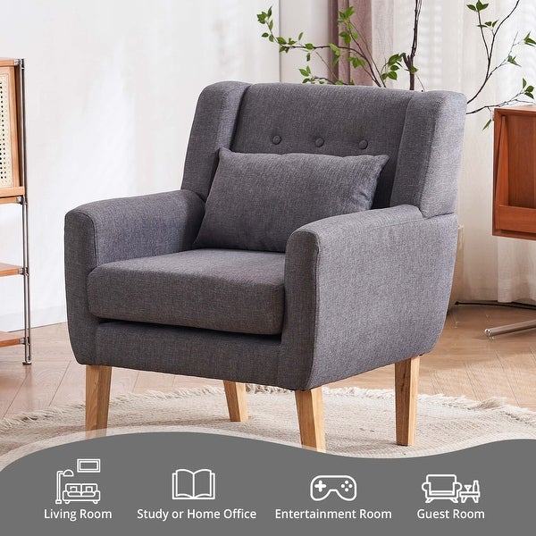 Wooden Upholstered Accent Chair Solid Armchair