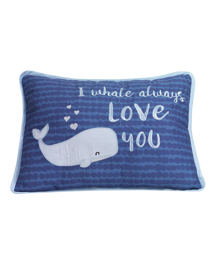 Lambs and Ivy Oceania Blue I Whale Always Love You Nautical Ocean Theme Decorative Nursery Throw Pillow