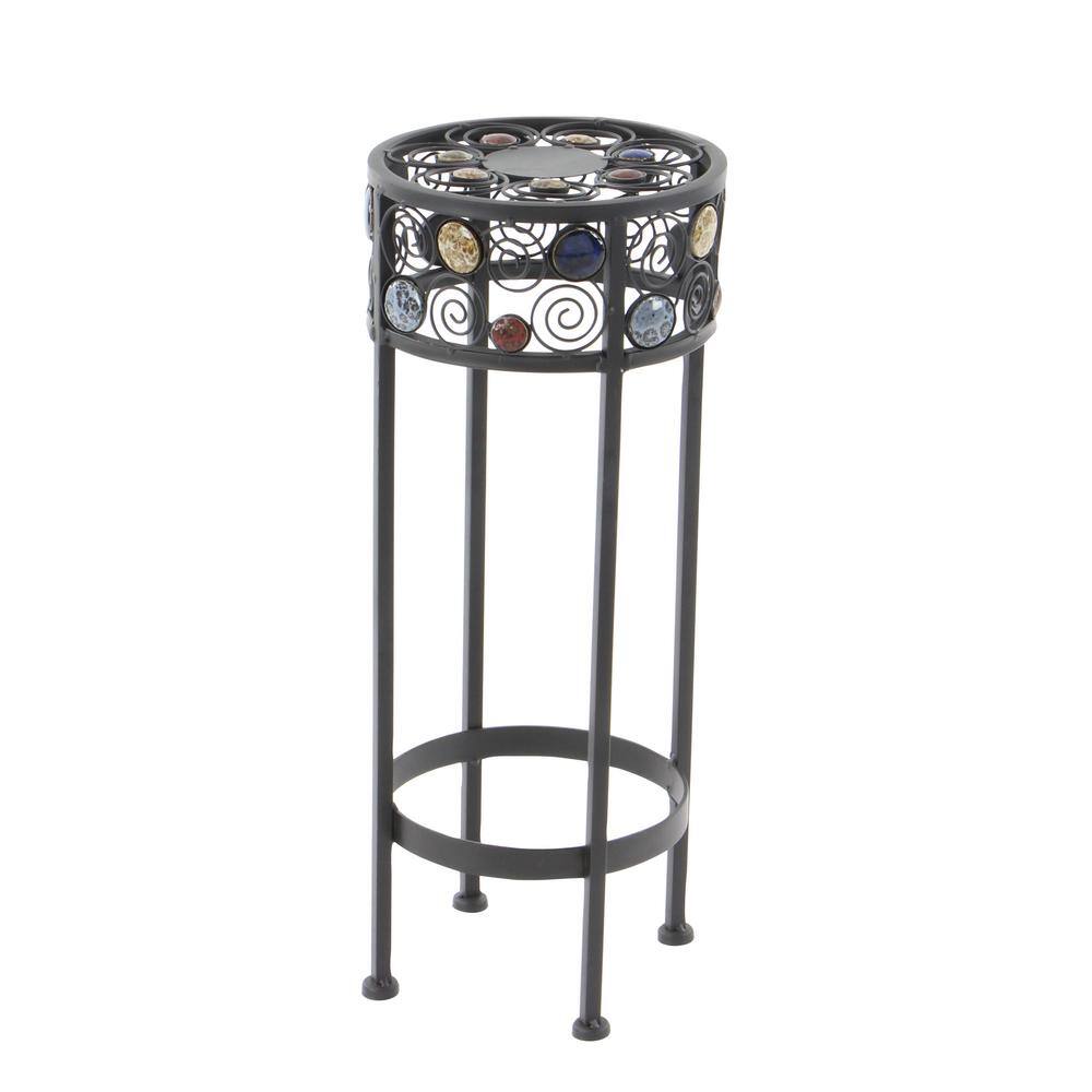 Litton Lane 27 in. x 12 in. Black Metal Traditional Plantstand (Set of 3) 61530