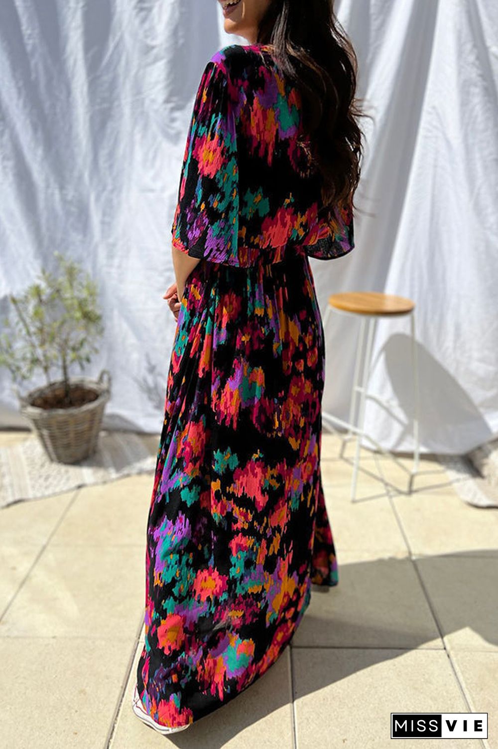 Capture Your Attention Printed Belt Maxi Dress