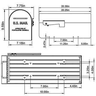 Architectural Mailboxes Ironside Black Large Steel Post Mount Mailbox MB801BAM