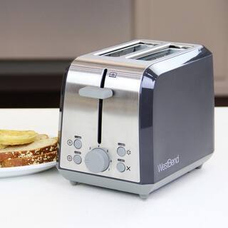 West Bend 2-Slice Silver Extra Wide Slot Toaster with Bagel Settings Ultimate Toast Lift and Removable Crumb Tray 78823