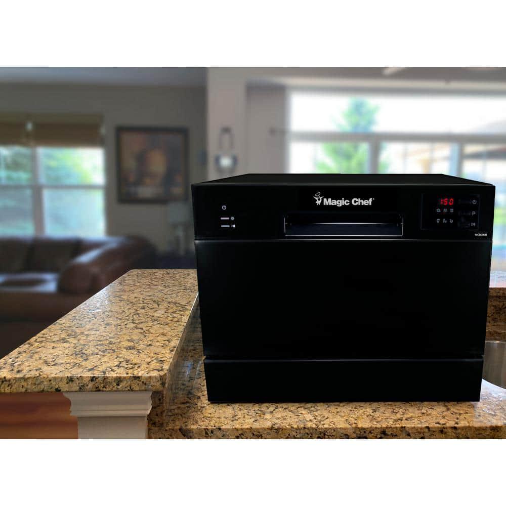 Magic Chef 21 in Black Electronic Countertop 120volt Dishwasher with 6Cycles 6 Place Settings Capacity