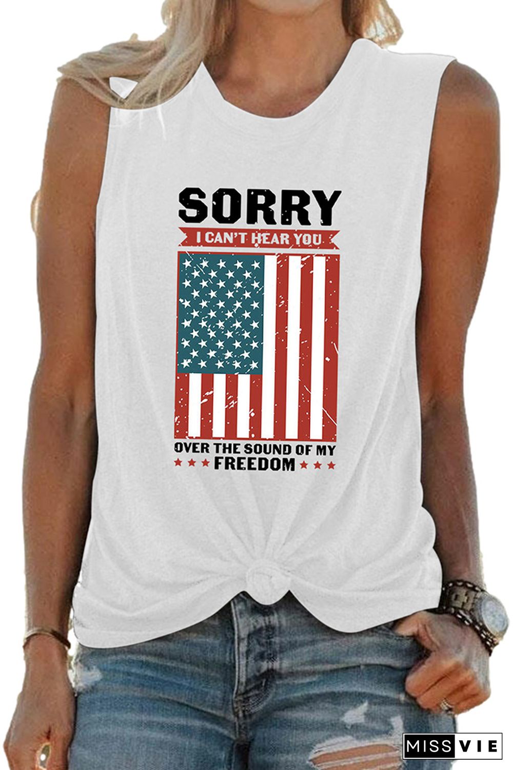 Sorry I Can't Hear You Over The Sound Of My Freedom Print Tank Top