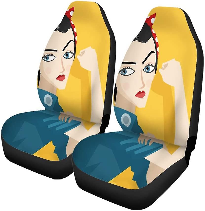 Set Of 2 Car Seat Covers Cool Girl Universal Auto Front Seats Protector Fits For Car，suv Sedan，truck D---46547