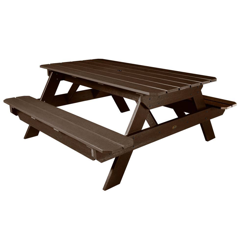 Highwood Sequoia Professional Weathered Acorn Rectangular Plastic Outdoor Picnic Table CM-TBLSQ36-ACE