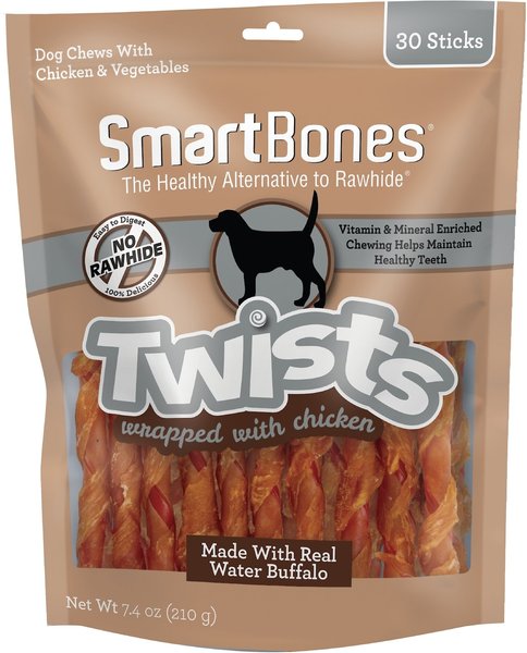 SmartBones Twists Wrapped Chicken Dog Treats， 30 count