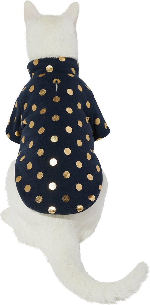 Frisco Gold Dotted Dog and Cat Jacket， Navy