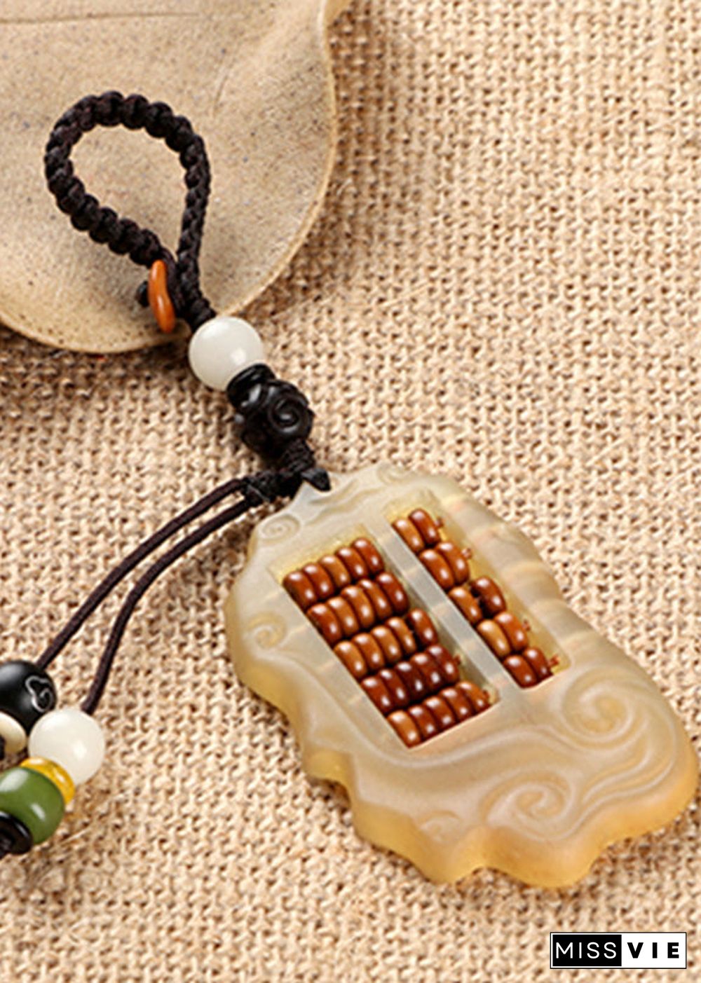 Unique Yellow Xiangyun Sandalwood Abacus Key Pendant