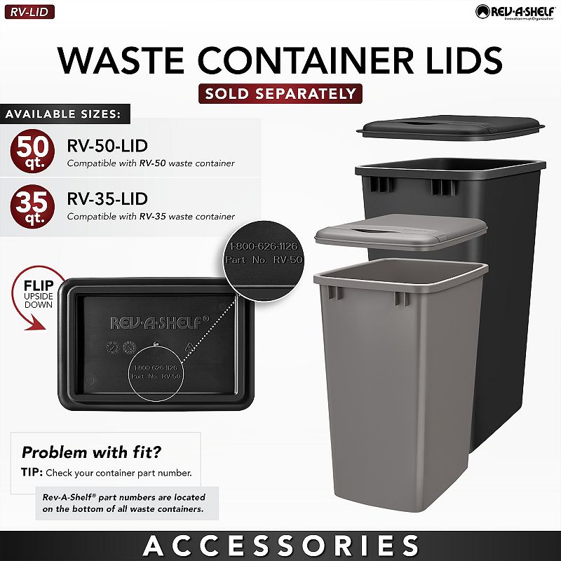 Rev-A-Shelf 4WCSC-1550DM-1 50 Quart Bottom Mount Pullout Waste Trash Container