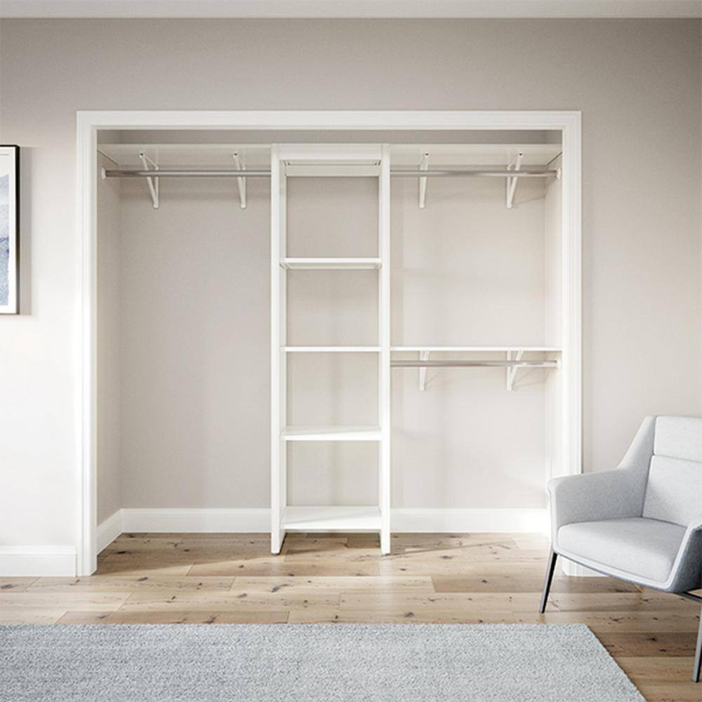 CLOSETS By LIBERTY 48 in. W to 92 in. W White Closet Shelf Tower with Shelf and Rod Extensions Wood Closet System HSUL06-RW-RS