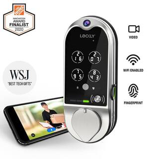 Lockly Vision Satin Nickel Smart Wifi Fingerprint Deadbolt with Video Doorbell PGD798SN