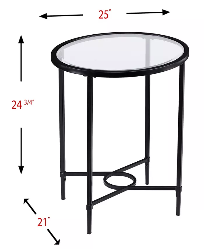 Southern Enterprises Carabella Metal and Glass Oval Side Table