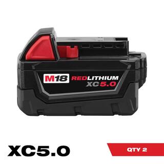 MW M18 18-Volt Lithium-Ion XC Extended Capacity 5.0 Ah Battery Pack (2-Pack) 48-11-1852