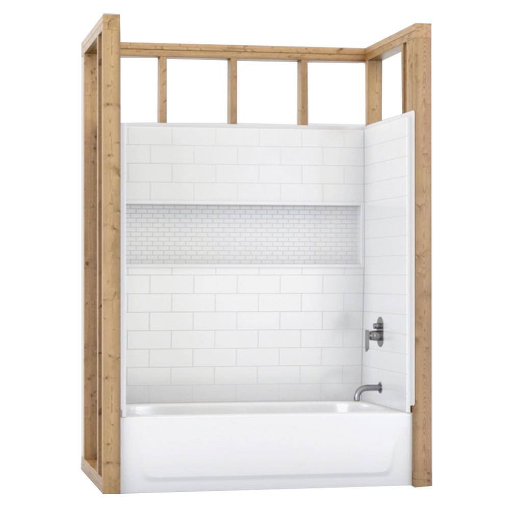 Bootz Industries Mauicast 30 in. x 60 in. x 78.5 in. Standard Fit Alcove Bath and Shower Kit with Left-Hand Drain in White BTZ-MCAST-N-LH-NXT