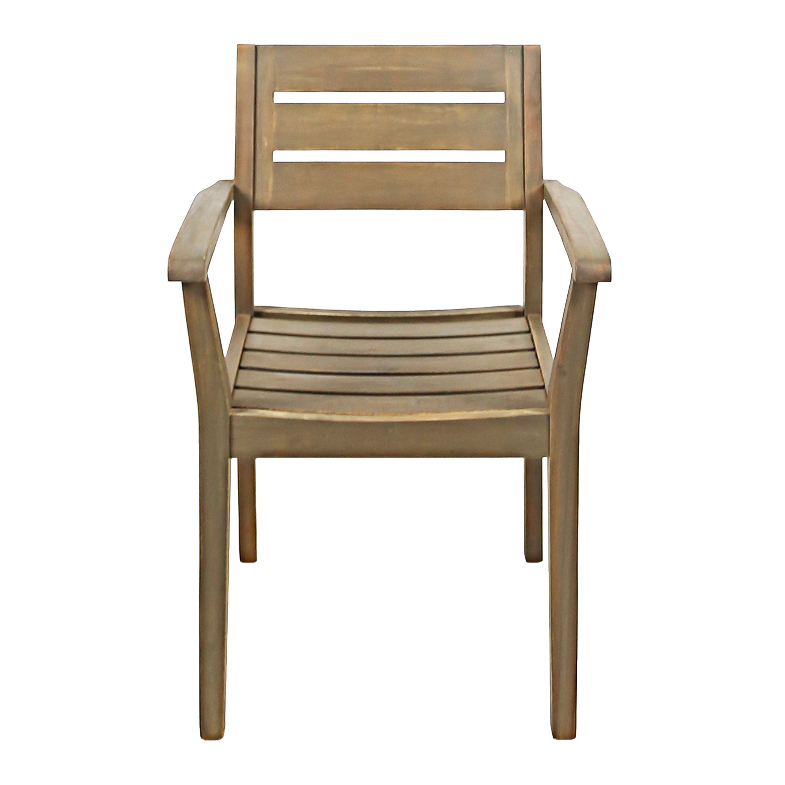 Stanford Outdoor Rustic Slat Acacia Wood Dining Chairs (Set of 2)