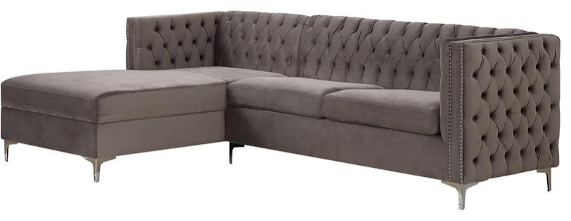 ACME Sullivan Sectional Sofa in Navy Blue Velvet   Midcentury   Sectional Sofas   by Homesquare  Houzz