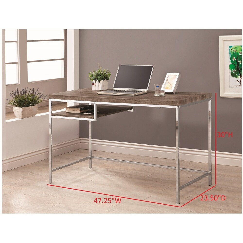 Coaster Furniture Kravitz Weathered Grey and Chrome Rectangular Writing Desk