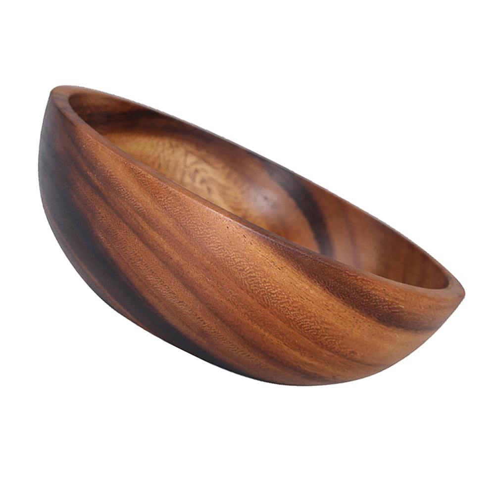 BESTONZON 1pc 14X7CM Practical Wooden Cutlery Household Basin Fruit Bowl Salad Bowl