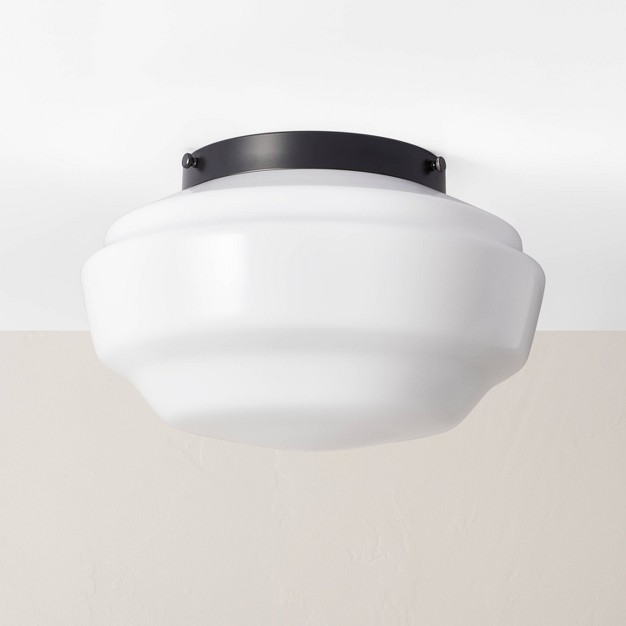 Milk Glass Flush Mount Celling Light With Magnolia