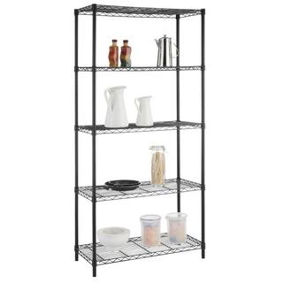 HDX 5-Tier Steel Wire Shelving Unit in Black (36 in. W x 72 in. H x 16 in. D) 21656PS-1