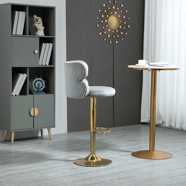 Height Adjustable Upholstered Barstools with Ergonomic-Sesigned Backrest and Footrest