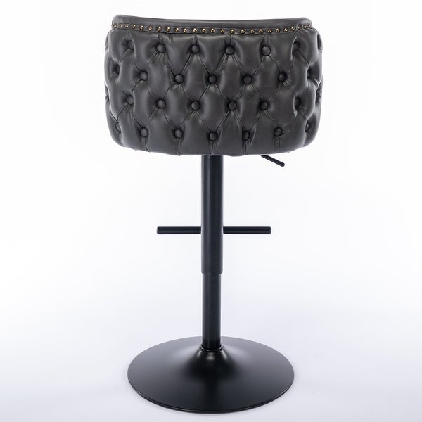 Modern PU Upholstered Swivel Bar Stools with Tufted Back， Set of 2