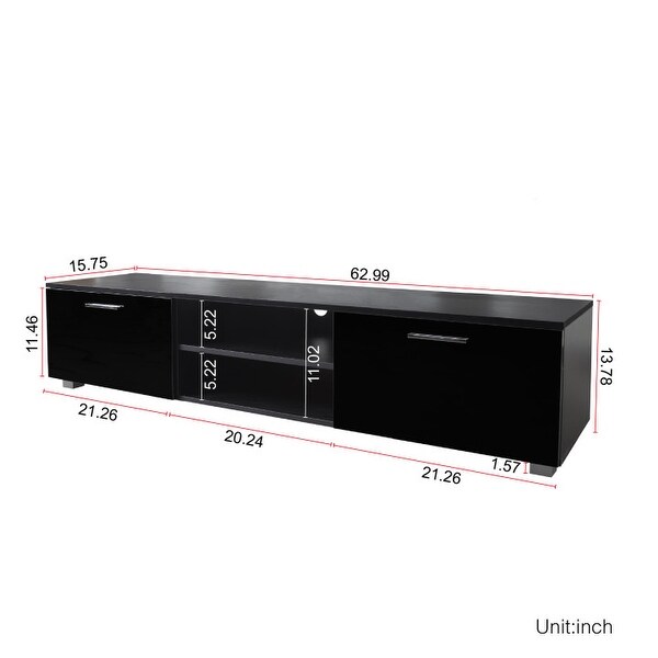 63 inch TV Stand Media Center TV Cabinet with 2 Large-Capacity Side Door Entertainment Center