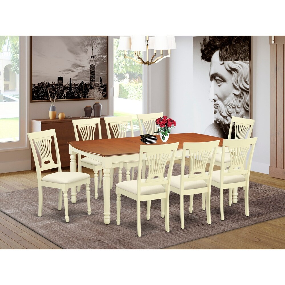 East West Furniture 9 Piece Dining Table Set   a Dinner Table and 8 Dining Room Chairs  Buttermilk   Cherry(Seat Option)