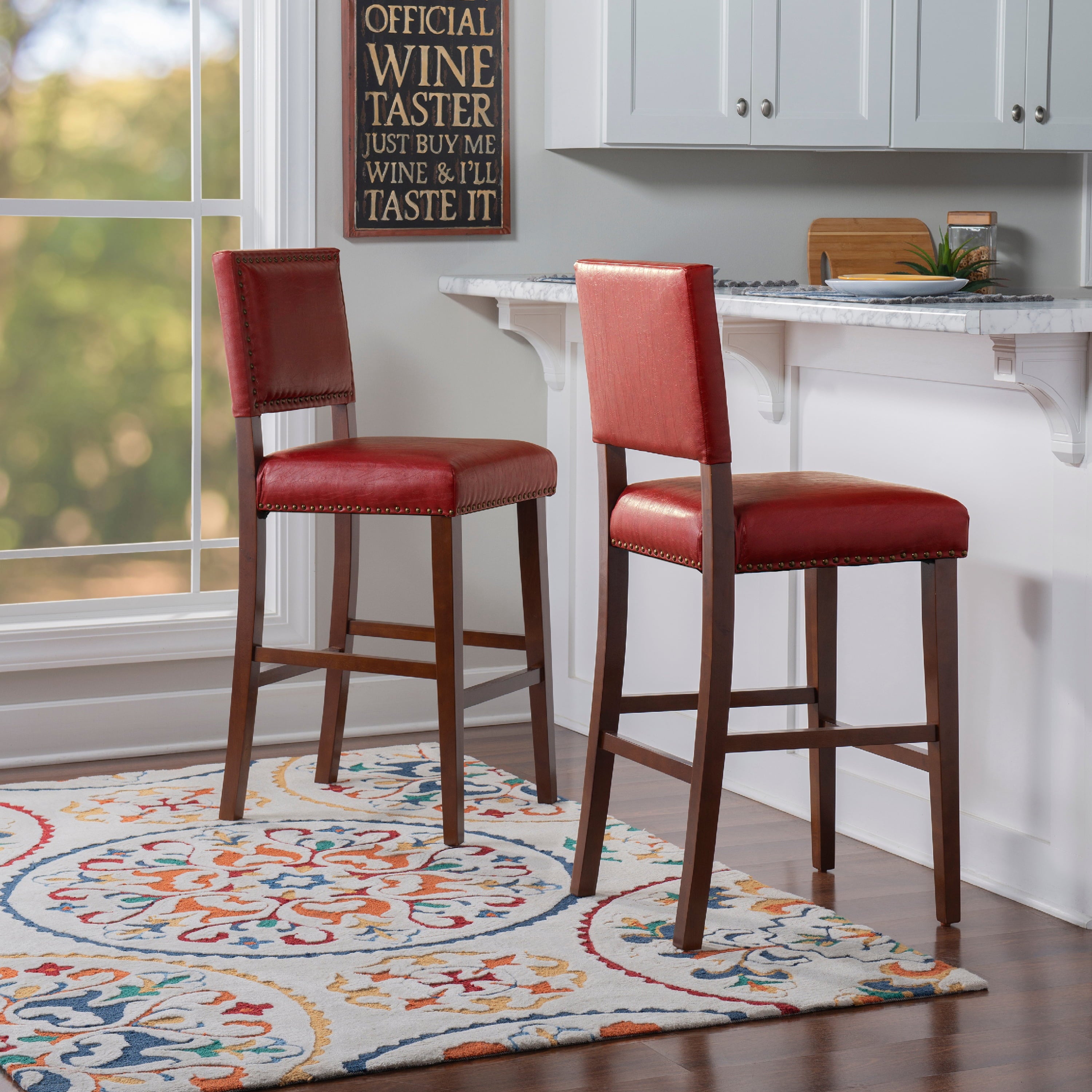 Linon Brook Bar Stool， 30 Seat Height， Multiple Colors