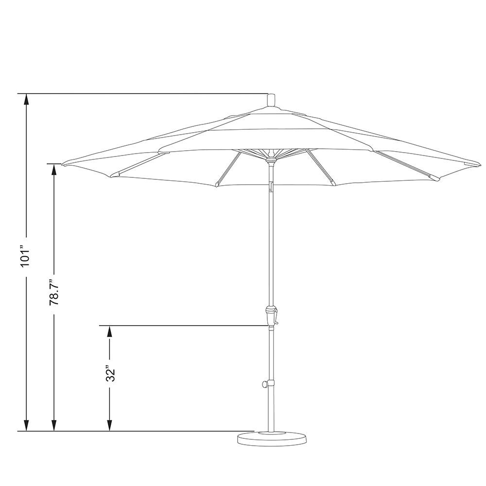 California Umbrella 11 Ft. Octagonal Aluminum Auto Tilt Patio Umbrella W/ Crank Lift and Aluminum Ribs