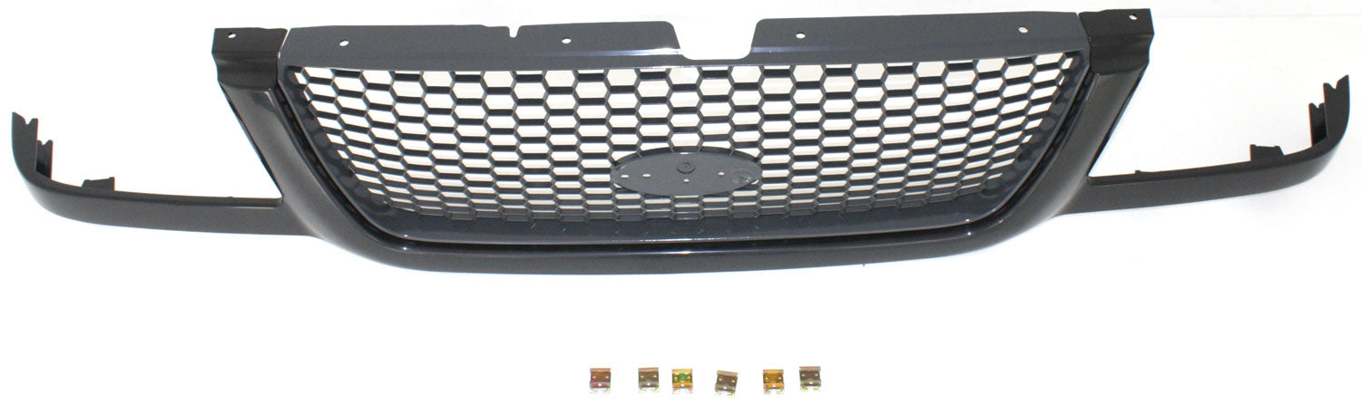 Grille Assembly Compatible With 2001-2003 Ford Ranger Painted Black Shell with Dark Gray Insert