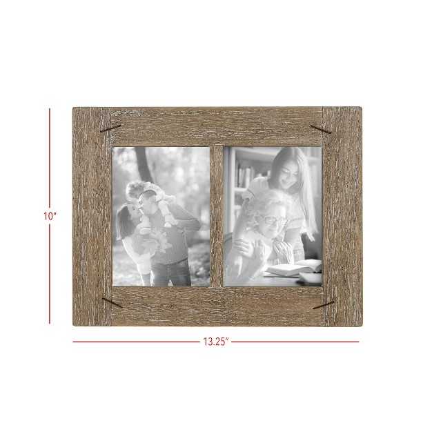 5x7 Inch 2 Photo Weathered Picture Frame Wood Mdf amp Glass By Foreside Home amp Garden