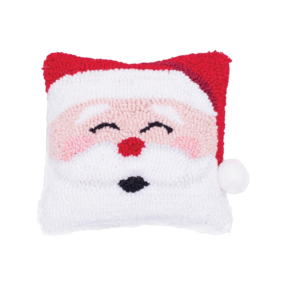 Christmas Happy Santa Hooked Decorative Accent Throw Pillow