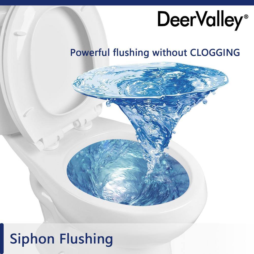 DEERVALLEY Single flush 10 in. Rough-In 2-Piece Round 1.6 GPF Toilet Map Flush 1000g Soft Closed Seat Included DV-2F0077