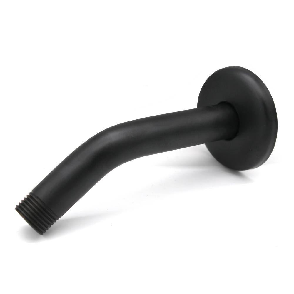 Westbrass 6 in. Shower Arm with Flange in Matte Black D300-1-62