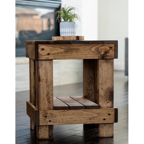 Pine Solid Wood Farmhouse End Table