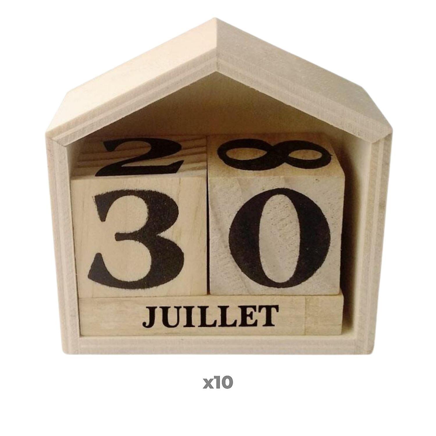 10 wooden house perpetual calendars 7.3 x 8 x 3.4 cm