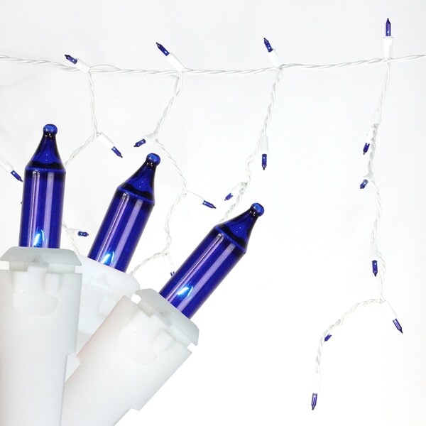 Set of 50 Blue Mini Window Curtain Icicle Xmas Lights