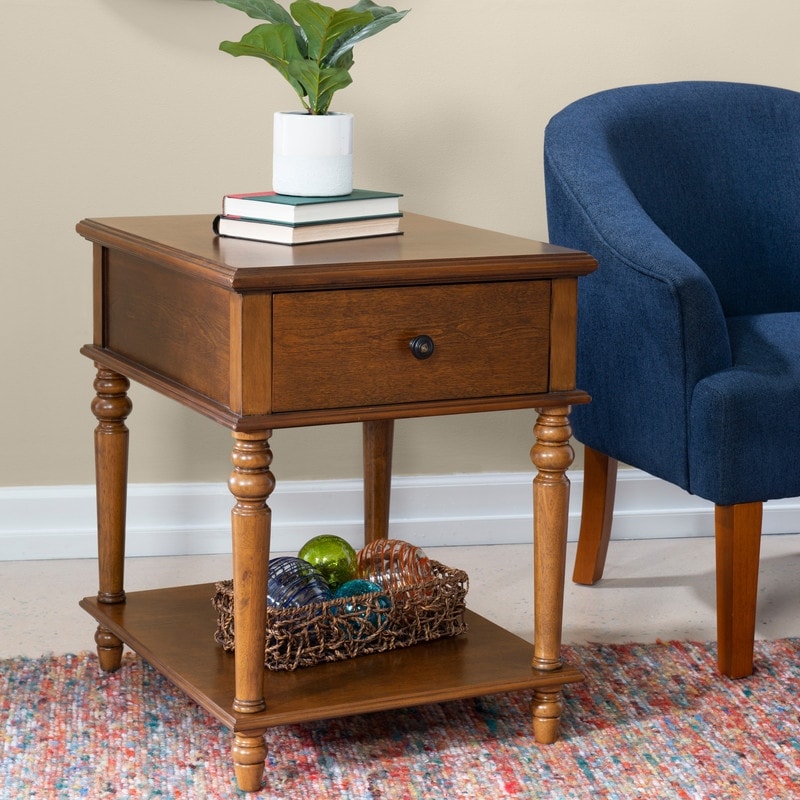 Jowin Classic Wood Side Table with Storage