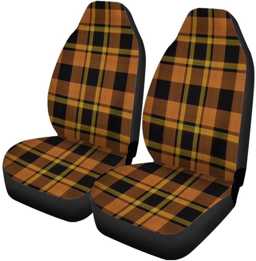 KXMDXA Set of 2 Car Seat Covers Red Tartan Warm Plaid Brown Autumn Burnt Check Checkered Universal Auto Front Seats Protector Fits for Car，SUV Sedan，Truck