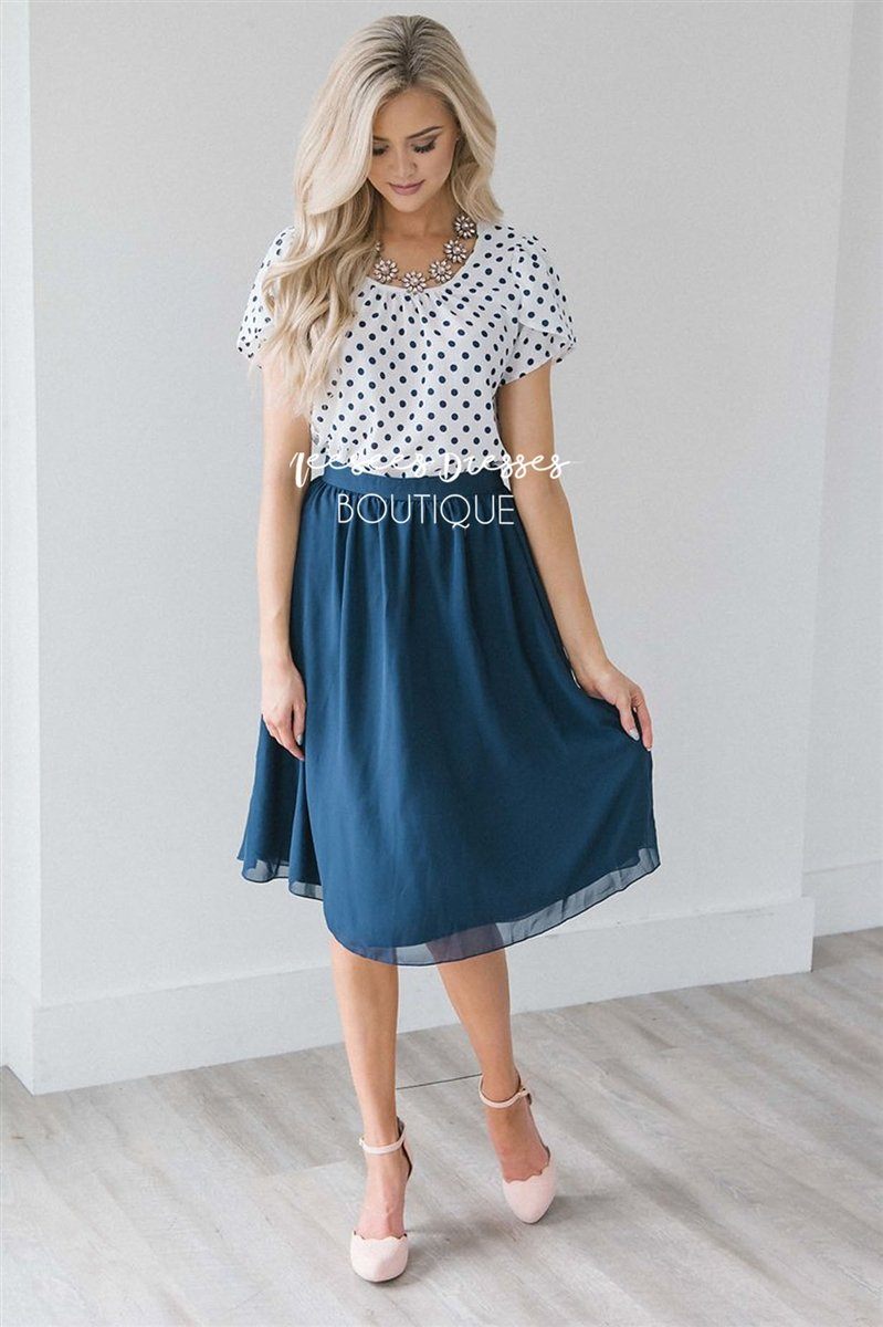 Polka Dot Tulip Sleeve Chiffon Top