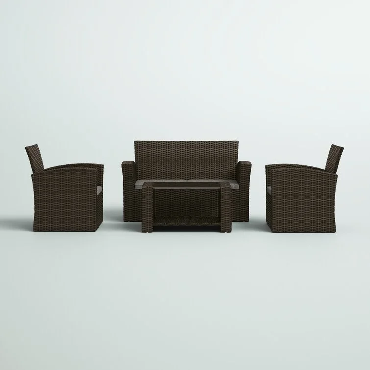 Charmain 4 Piece Rattan Sofa Seating Group with Cushions