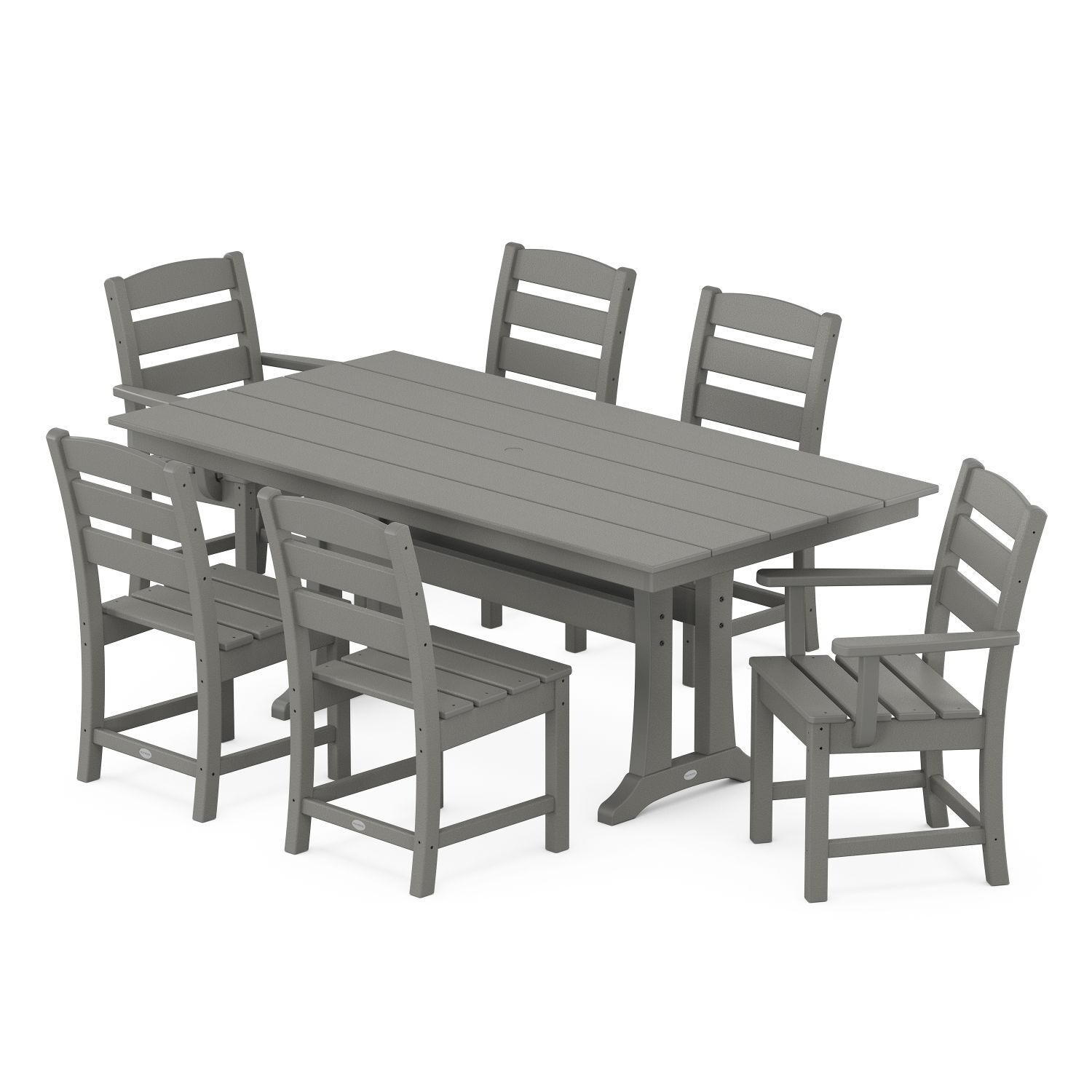 POLYWOOD Lakeside 7-Piece Farmhouse Trestle Dining Set