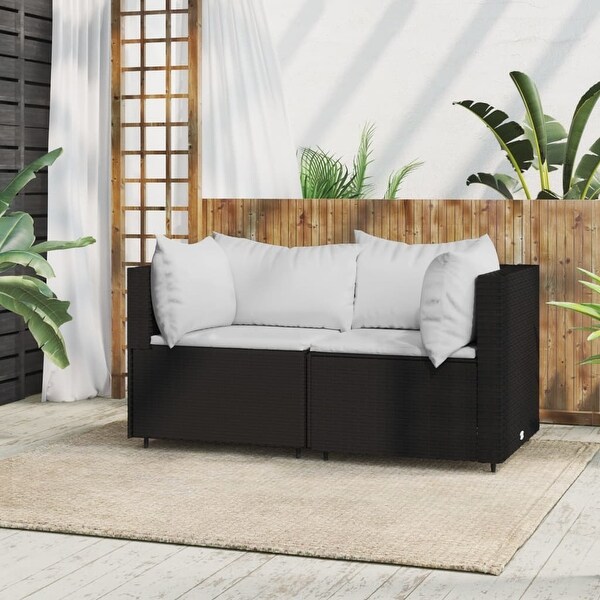 vidaXL Patio Lounge Set with Cushions Brown/Black/Gray Poly Rattan