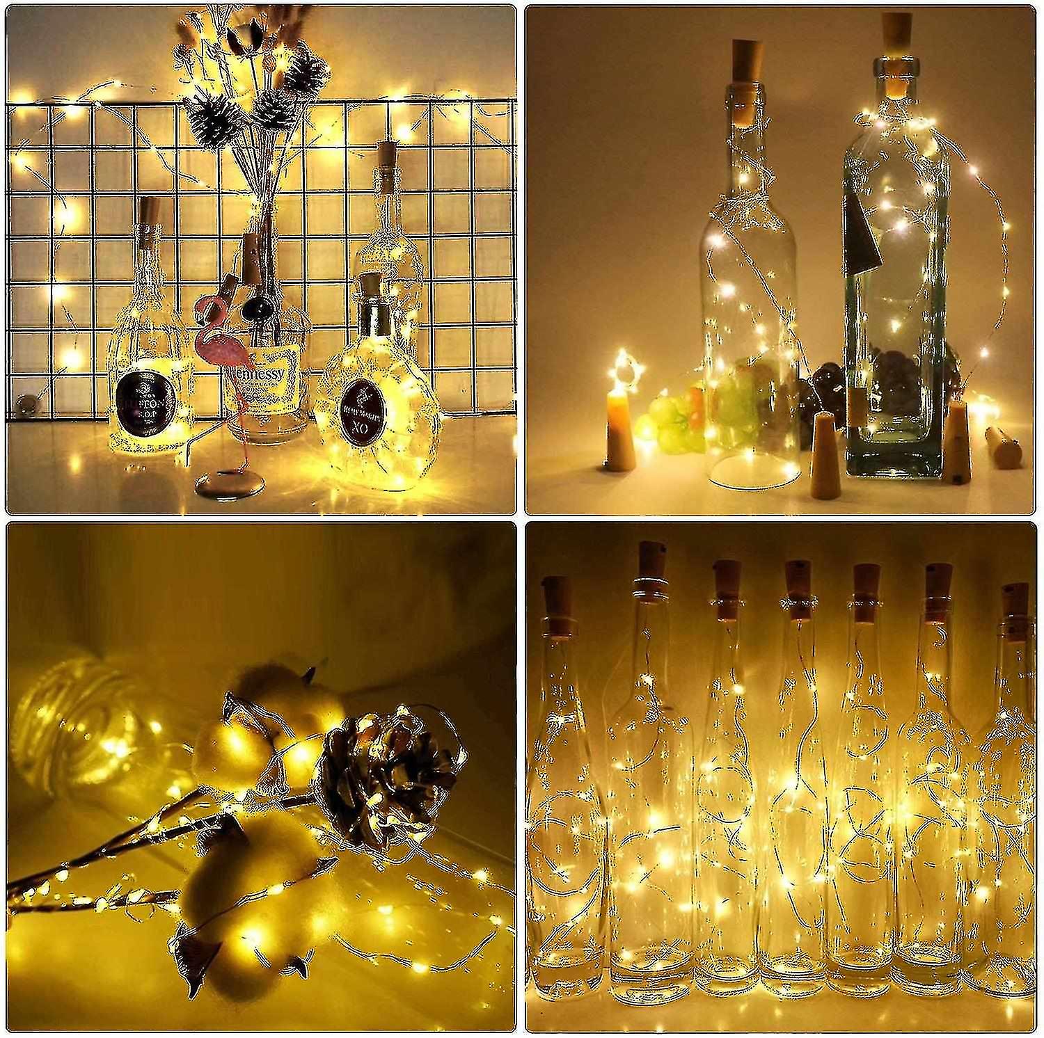 16 Pieces Bottle Light 20 Leds 2m Bottle Light Warm White Fairy Lights Cork Mood Lights Wine Bottle